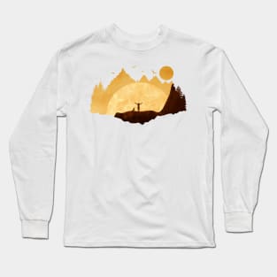 Woman and her dog enjoying the sunset Long Sleeve T-Shirt